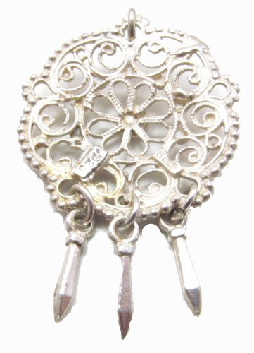 Sterling Silver Scandinavian Filigree Pendant with Dangles