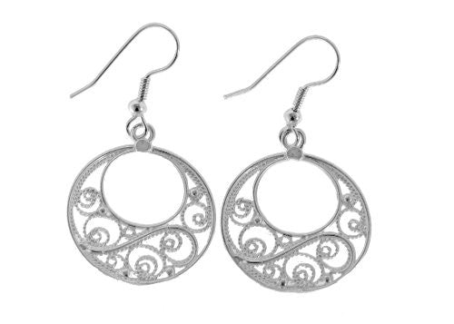 Sterling Silver Filigree Round Earrings