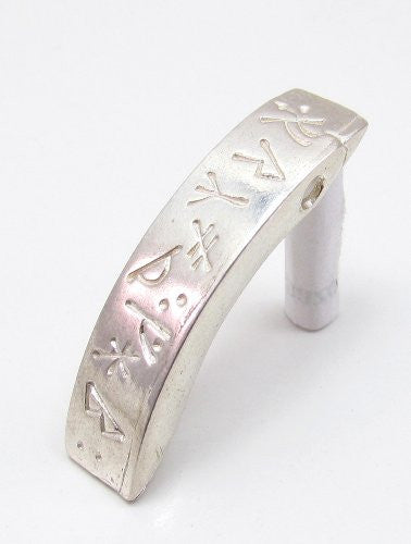 Sterling Silver Scandinavian Norse Viking Curved Runic Pendant