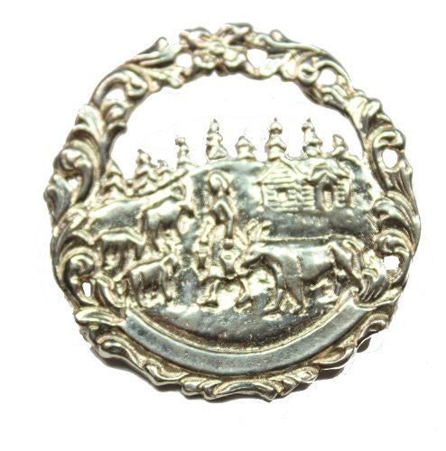 Sterling Silver Farm Scene Brooch