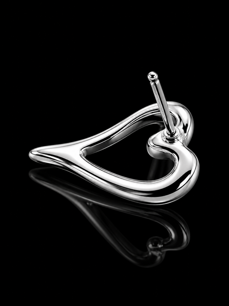 Sterling Silver Open Heart Stud Earrings