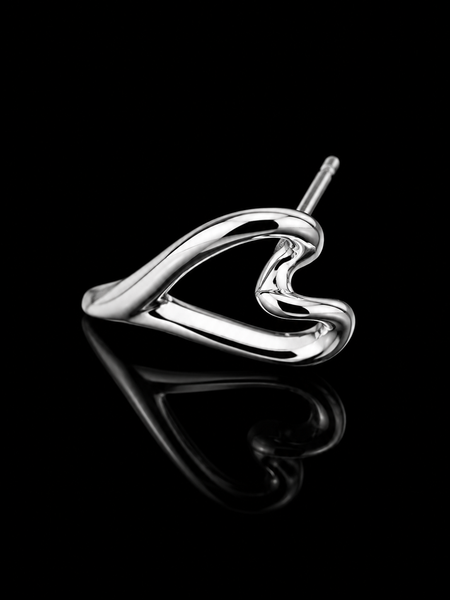 Sterling Silver Open Heart Stud Earrings