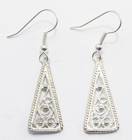 Sterling Silver Celtic Scandinavian Filigree Triangle Earrings