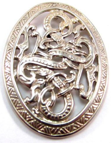 Sterling Silver Ornate Mythological Viking Scandinavian Celtic Serpent Pendant