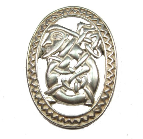 Sterling Silver Scandinavian Norse Traditional Gunnar the Lute Player Pendant/Pin